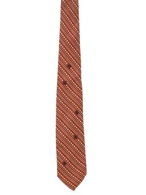 Vintage 60s Fashion Craft Geometric Skinny Tie Brown Ivory Green